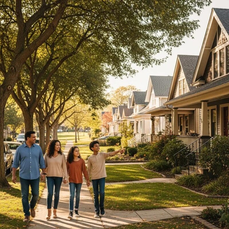 Family exploring affordable neighborhoods, showcasing community and lifestyle